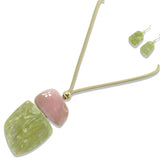 112640, SORORITY CELLULOID ACETATE GEOMETRIC PENDANT LONG ADJUSTABLE NECKLACE