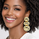 112641, OVERSIZED POLISHED STACKED SPHERICAL BALL DROP EARRINGS