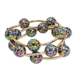 112643, IRIDESCENT LEOPARD BEAD MULTI LAYERED STRETCH BRACELET