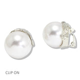 112646, HAMMERED FREEFORM CAP LARGE PEARL CLIP ON EARRINGS