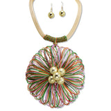 112650, LARGE WIRE WRAPPED ROUND STATEMENT NECKLACE