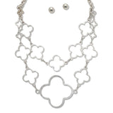 112652, MULTI STRAND OPENWORK CLOVER CUTOUT STATEMENT NECKLACE
