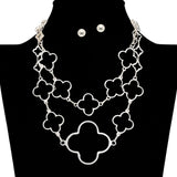 112652, MULTI STRAND OPENWORK CLOVER CUTOUT STATEMENT NECKLACE