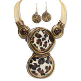 112660, LEOPARD PRINT WIRE WRAPPED SWIRL STATEMENT NECKLACE