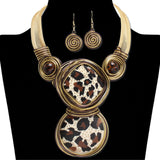 112660, LEOPARD PRINT WIRE WRAPPED SWIRL STATEMENT NECKLACE
