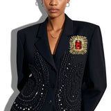 112662, LARGE EMERALD CUT CRYSTAL TEXTURED SUNBURST BROOCH PIN