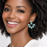 112666, WESTERN TURQUOISE TEARDROP CHANDELIER EARRINGS