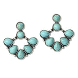 112666, WESTERN TURQUOISE TEARDROP CHANDELIER EARRINGS