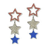 112668, USA PATRIOTIC ENAMEL AND PAVE CRYSTAL STAR DROP EARRINGS
