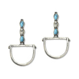 112679, WESTERN TURQUOISE AND CRYSTAL ACCENT HORSEBIT EARRINGS