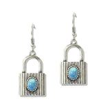 112680, WESTERN TURQUOISE ACCENT PADLOCK DROP EARRINGS