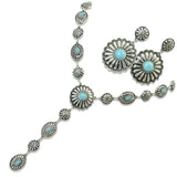 112689, WESTERN TURQUOISE CONCHO DROP Y-NECKLACE