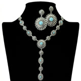 112689, WESTERN TURQUOISE CONCHO DROP Y-NECKLACE