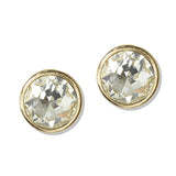 112690, ROUND BEZEL SET FACETED CRYSTAL STUD EARRINGS