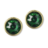 112690, ROUND BEZEL SET FACETED CRYSTAL STUD EARRINGS