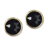112690, ROUND BEZEL SET FACETED CRYSTAL STUD EARRINGS