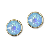 112690, ROUND BEZEL SET FACETED CRYSTAL STUD EARRINGS