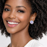 112690, ROUND BEZEL SET FACETED CRYSTAL STUD EARRINGS