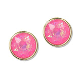 112690, ROUND BEZEL SET FACETED CRYSTAL STUD EARRINGS