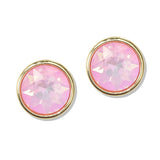 112690, ROUND BEZEL SET FACETED CRYSTAL STUD EARRINGS