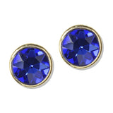 112690, ROUND BEZEL SET FACETED CRYSTAL STUD EARRINGS