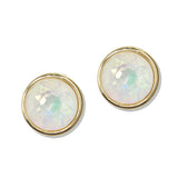 112690, ROUND BEZEL SET FACETED CRYSTAL STUD EARRINGS