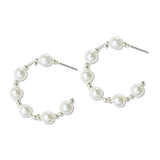 112692, PEARL BEADED C-HOOP EARRINGS