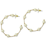 112693, OPEN WIRE PEARL BEADED HOOP EARRINGS