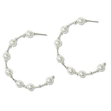112693, OPEN WIRE PEARL BEADED HOOP EARRINGS