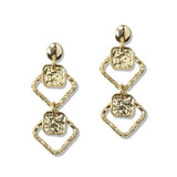 112695, HAMMERED GEOMETRIC DIAMOND FRAMED DROP EARRINGS
