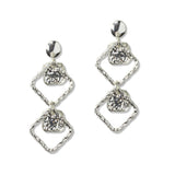 112695, HAMMERED GEOMETRIC DIAMOND FRAMED DROP EARRINGS