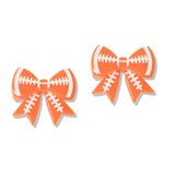 112706, GAMEDAY SPORTS LACING RIBBON BOW ACRYLIC STUD EARRINGS