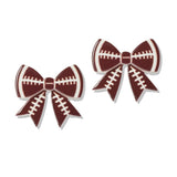 112706, GAMEDAY SPORTS LACING RIBBON BOW ACRYLIC STUD EARRINGS