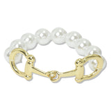 112711, DOUBLE HORSEBIT PEARL BEADED STRETCH BRACELET