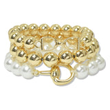 112712, HORSEBIT ACCENT PEARL MULTI LAYERED BEADED STRETCH BRACELET