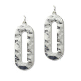 112717, HAMMERED TEXTURE OPEN OVAL DROP EARRINGS