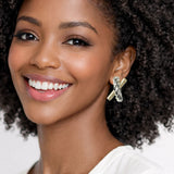 112718, TWO TONE CROSS TWISTED ROPE STATEMENT STUD EARRINGS