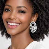 112722, MOLTEN ORGANIC GEOMETRIC CUTOUT STATEMENT EARRINGS
