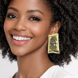 112723, MOLTEN RECTANGULAR STATEMENT EARRINGS