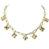 112726, PUFFY CROSS CHARM PAPERCLIP CHAIN NECKLACE