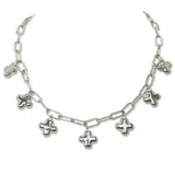 112726, PUFFY CROSS CHARM PAPERCLIP CHAIN NECKLACE