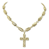 112728, HAMMERED NUGGET STATION CROSS PENDANT NECKLACE