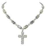 112728, HAMMERED NUGGET STATION CROSS PENDANT NECKLACE