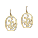 112731, BRUSHED OPENWORK FLORAL BRANCH BANGLE EARRINGS