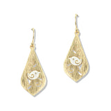 112732, BRUSHED FILIGREE DIAMOND BIRD DANGLE EARRINGS