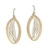 112733, BRUSHED OPEN MARQUISE LEAF DANGLE EARRINGS