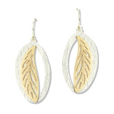 112733, BRUSHED OPEN MARQUISE LEAF DANGLE EARRINGS
