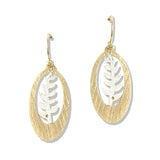 112735, BRUSHED OPEN OVAL SPRIG DANGLE EARRINGS