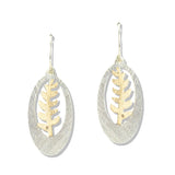 112735, BRUSHED OPEN OVAL SPRIG DANGLE EARRINGS
