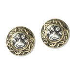 112738, ANTIQUE PAW PRINT MEDALLION STUD EARRINGS